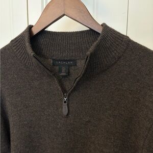Lachlan Lambswool Men's Dark Brown Zip-Up Sweater